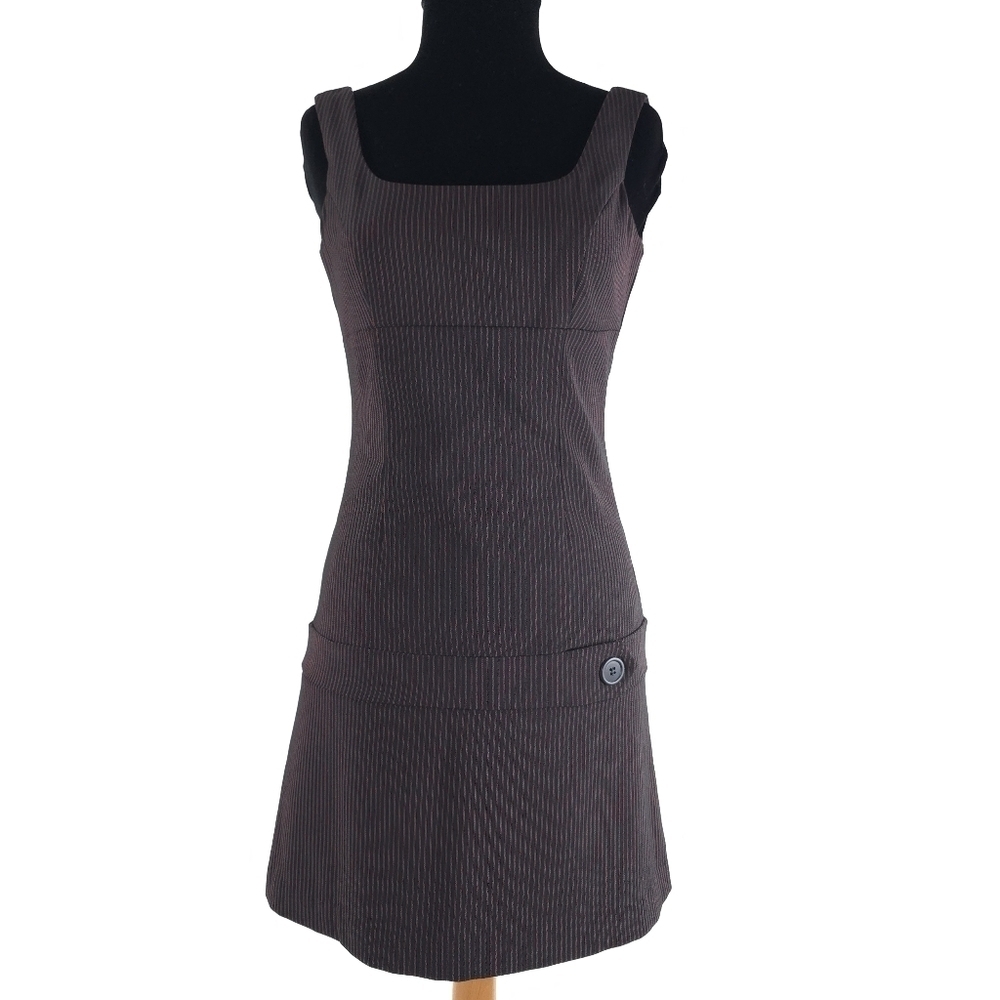 View Red Pin stripe mini dress made in the usa